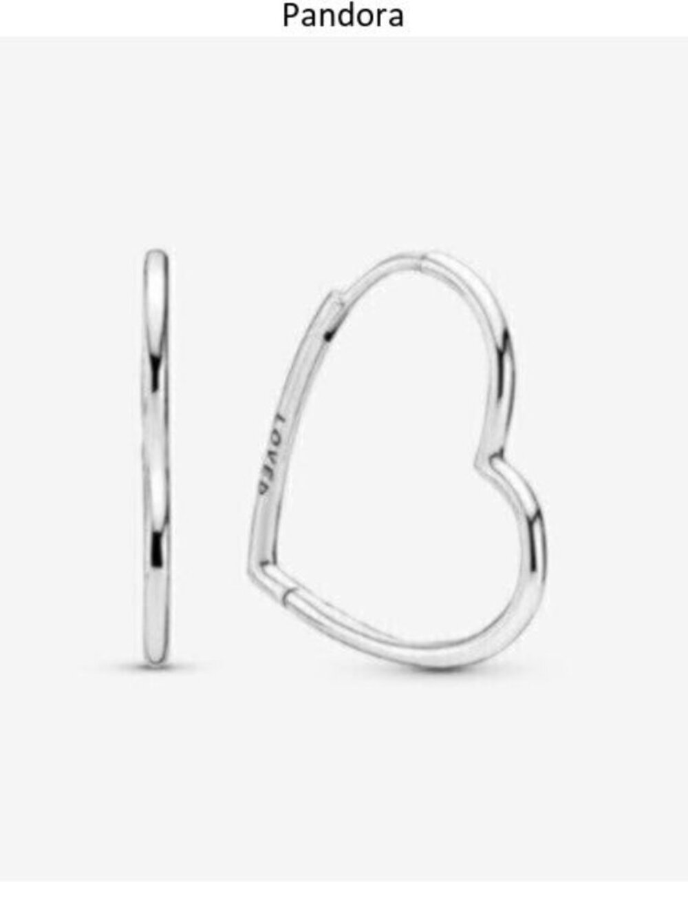 Pandora Sterling Silver Heart Hoop Earrings - Silver